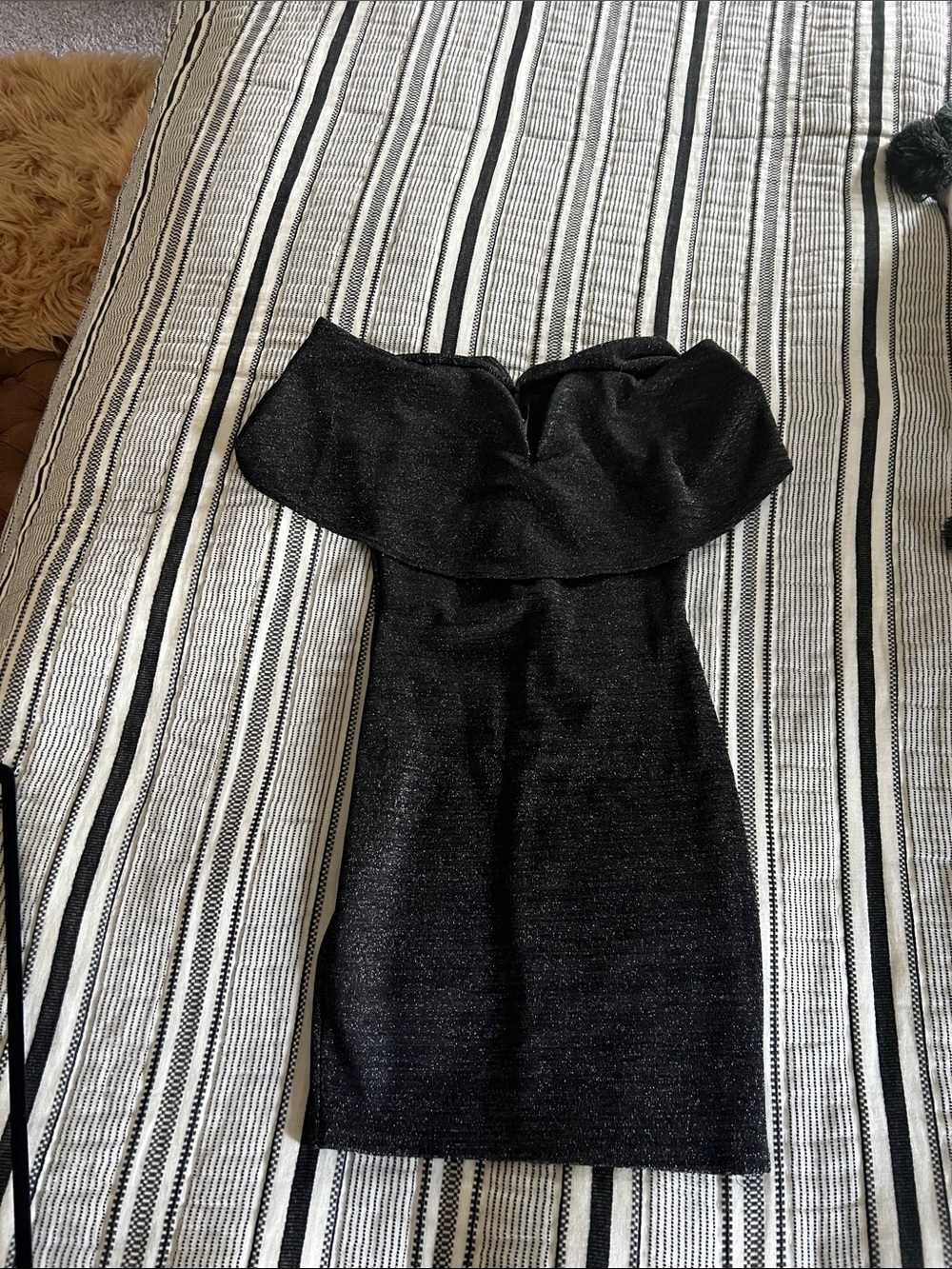 Strapless Black Sparkle Bodycon Dress